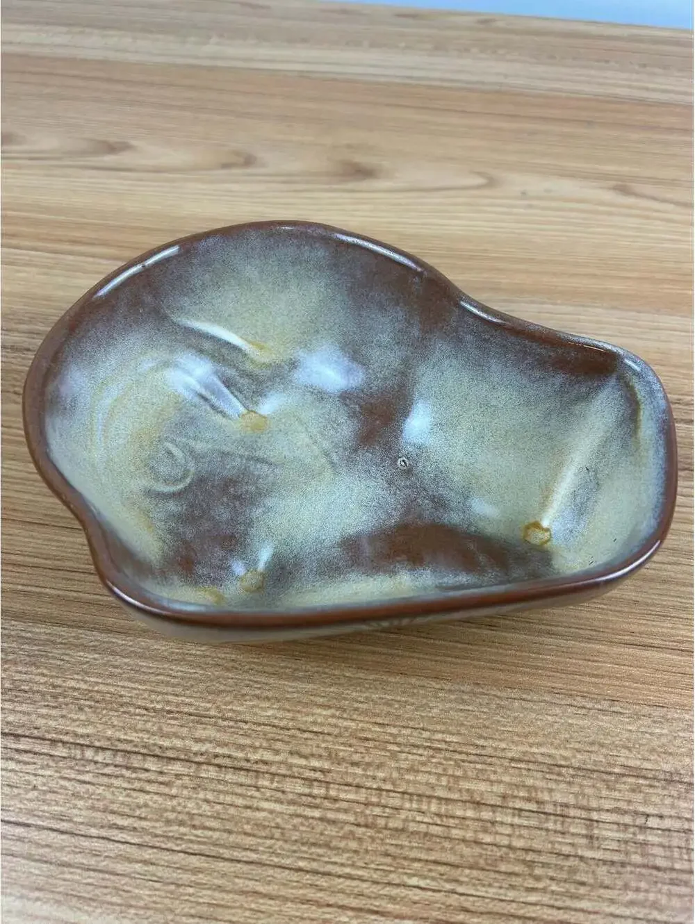 Frankoma Pottery Dish Bowl 4N Pine Cone Decorated Artist Signed.